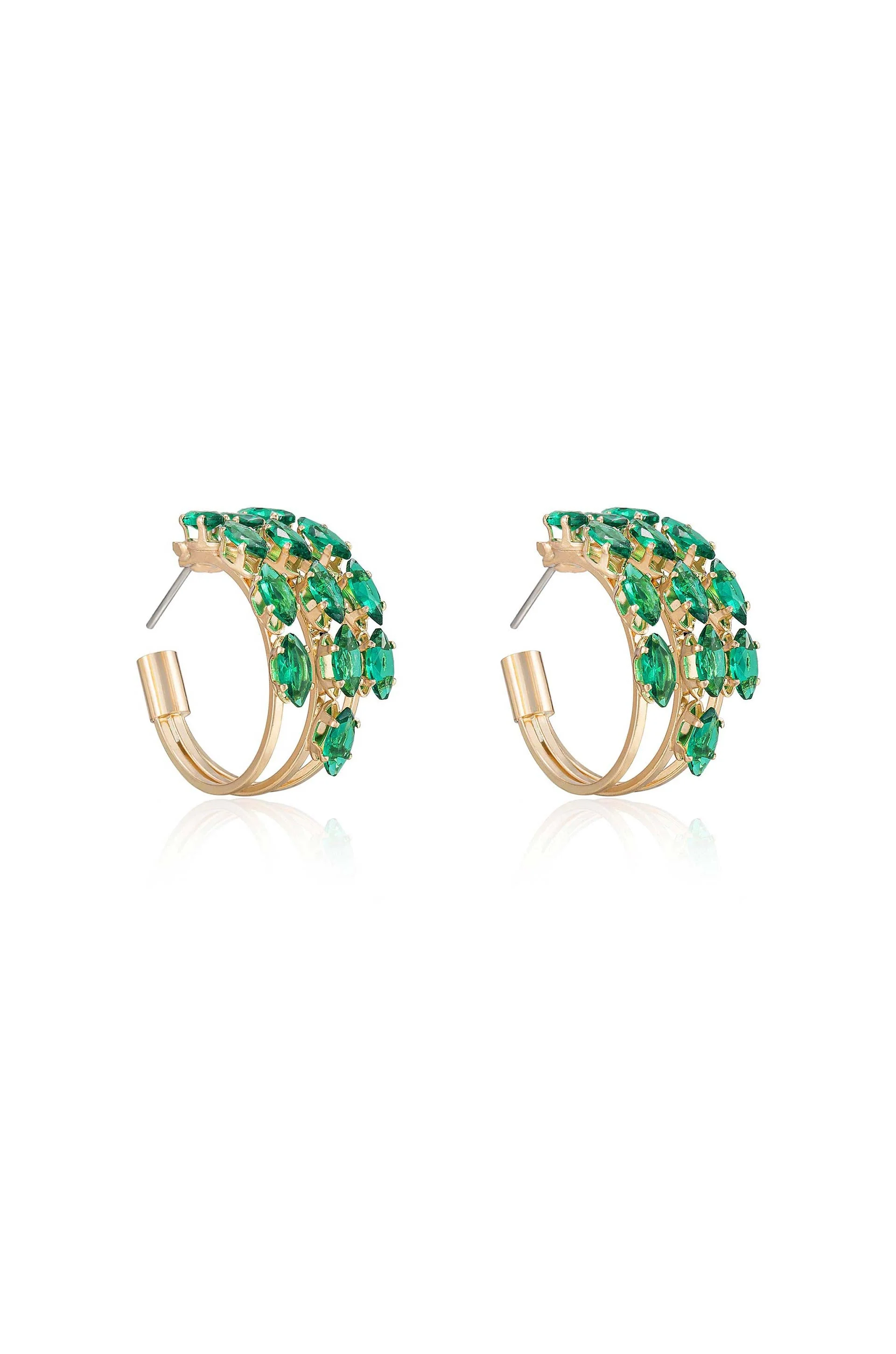 Multi-Crystal Huggie Hoop Earrings - Image 4