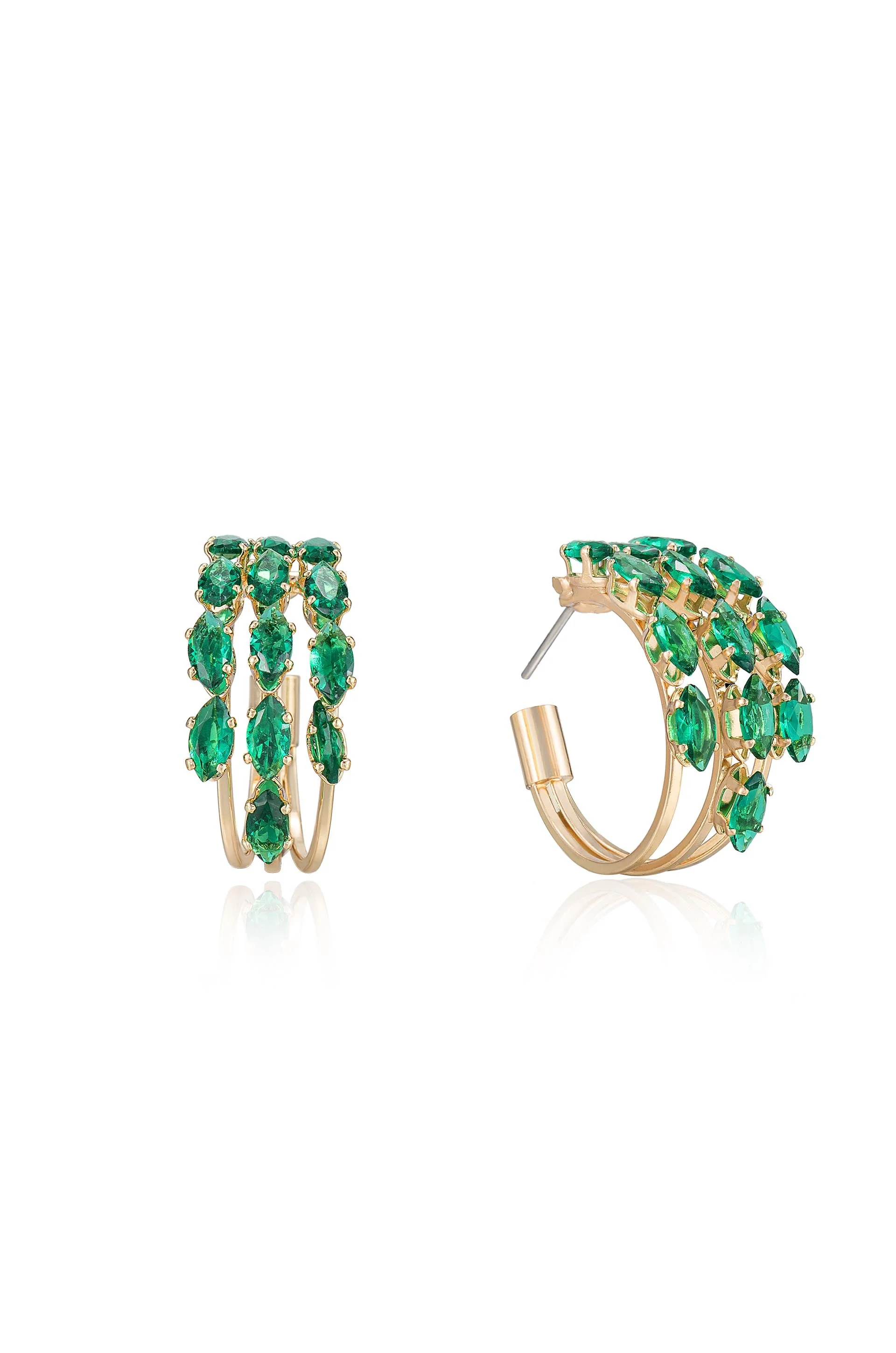 Multi-Crystal Huggie Hoop Earrings - Image 8