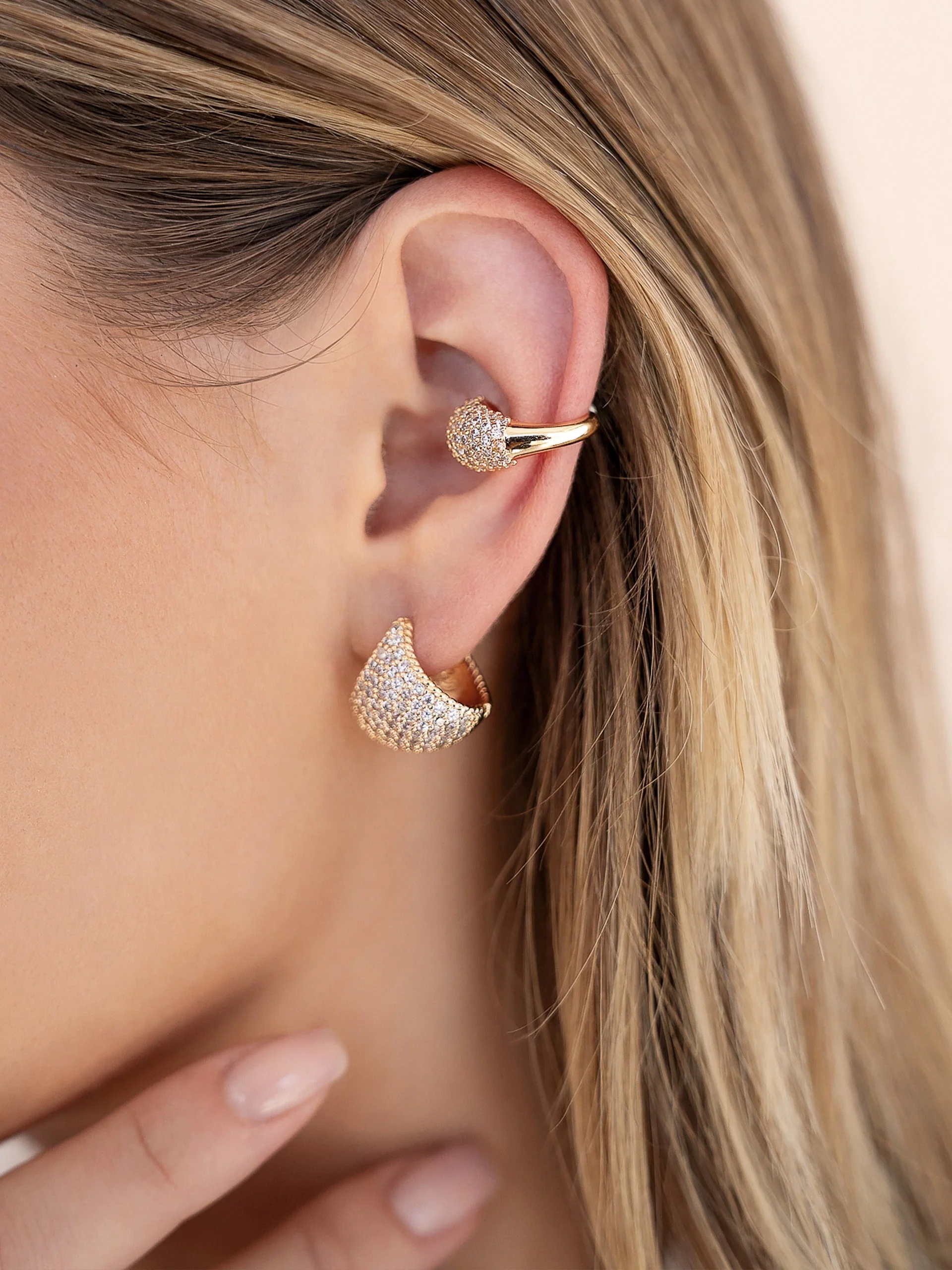 Pavé Encrusted Huggie Hoops - Image 4