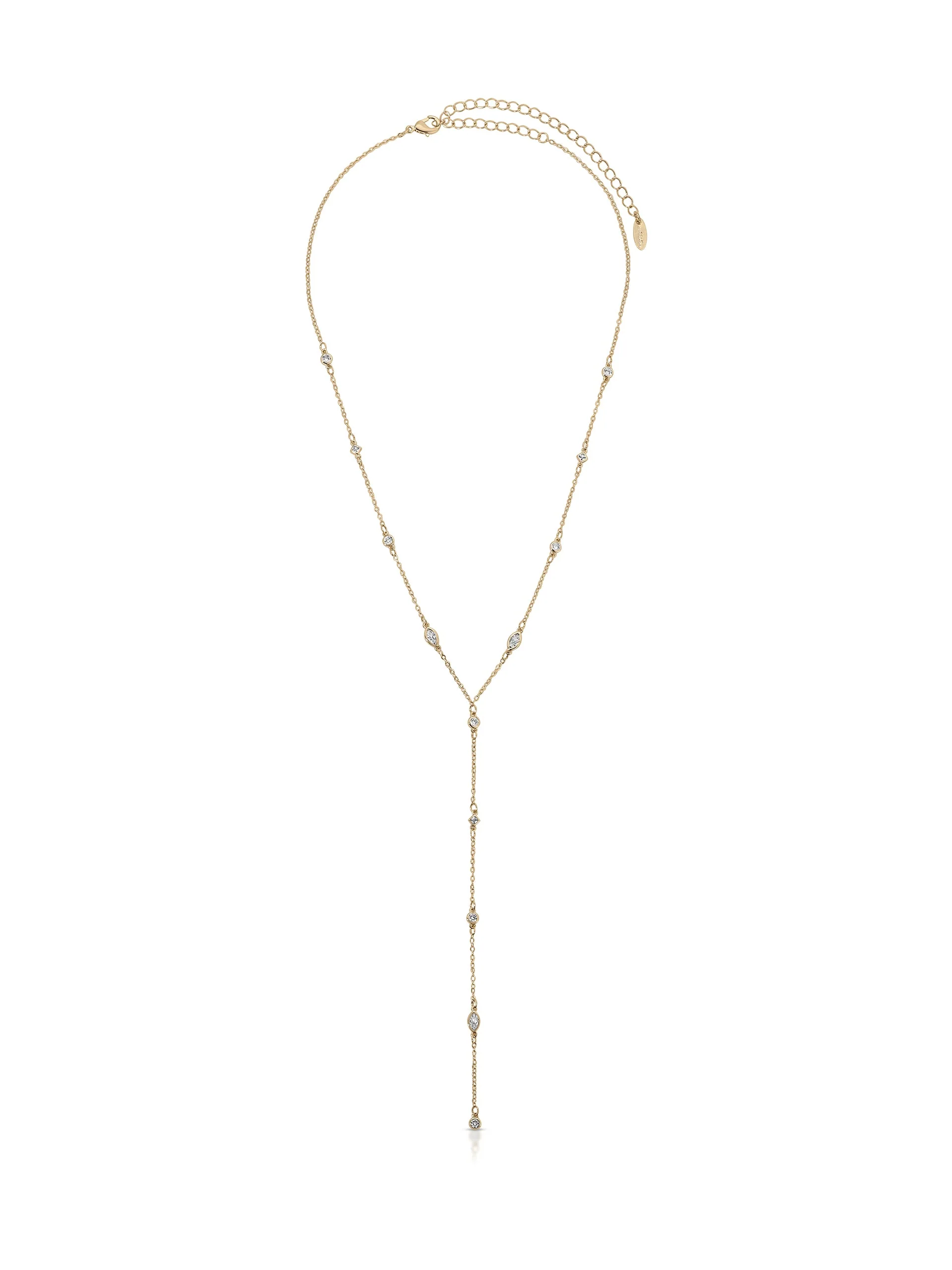 Simple Crystal Dot Lariat Necklace - Image 3