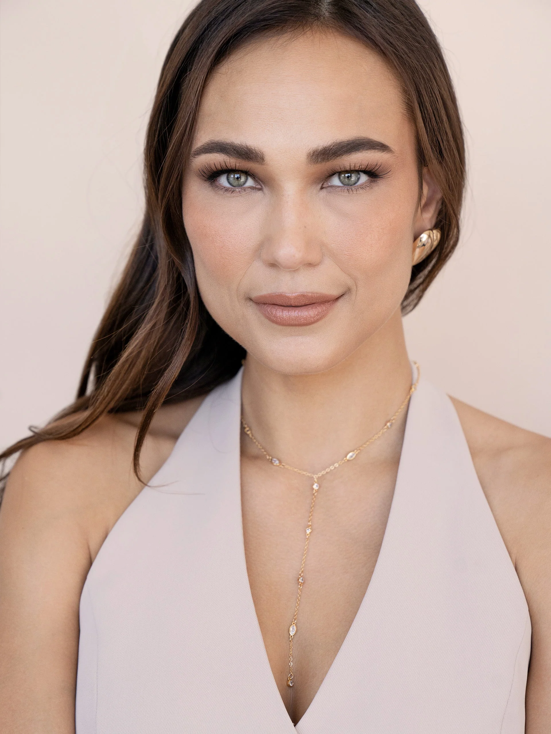Simple Crystal Dot Lariat Necklace - Image 4