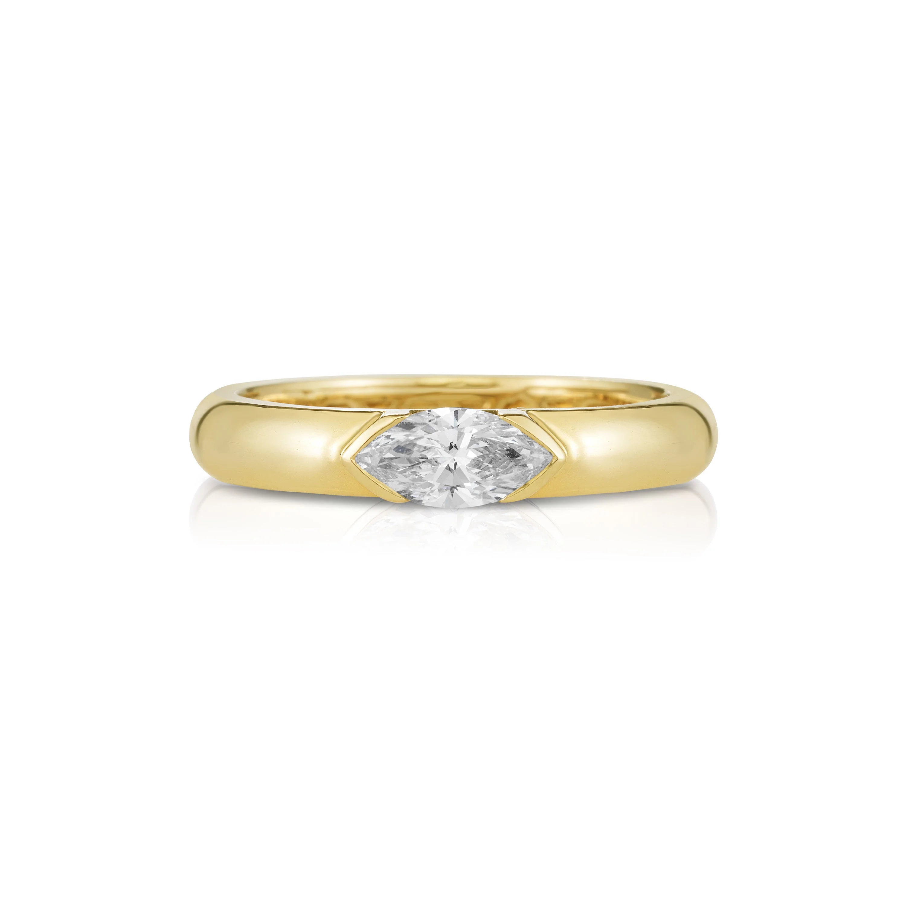 Half Bezel Marquise Lab Diamond Puffy Ring
