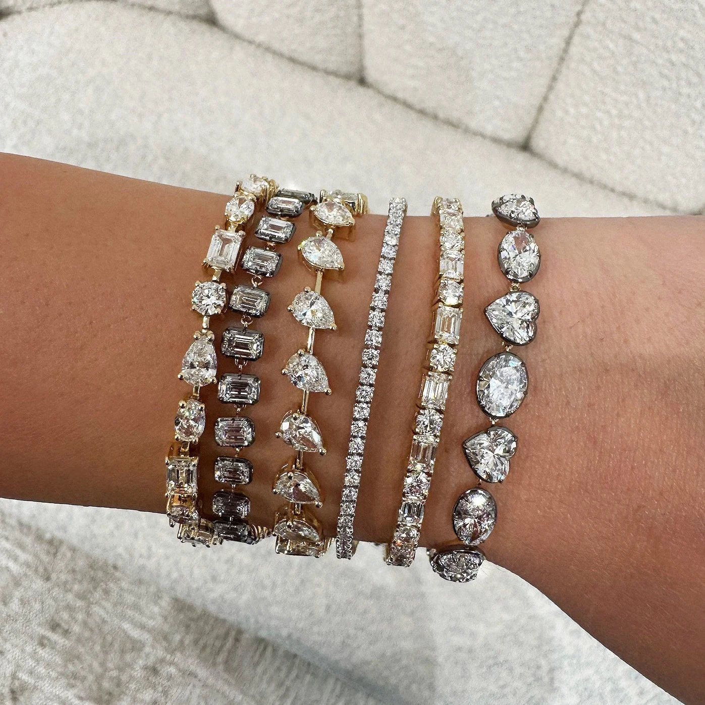 Emerald Cut and Round Lab Diamond Tennis Bracelet - Image 2