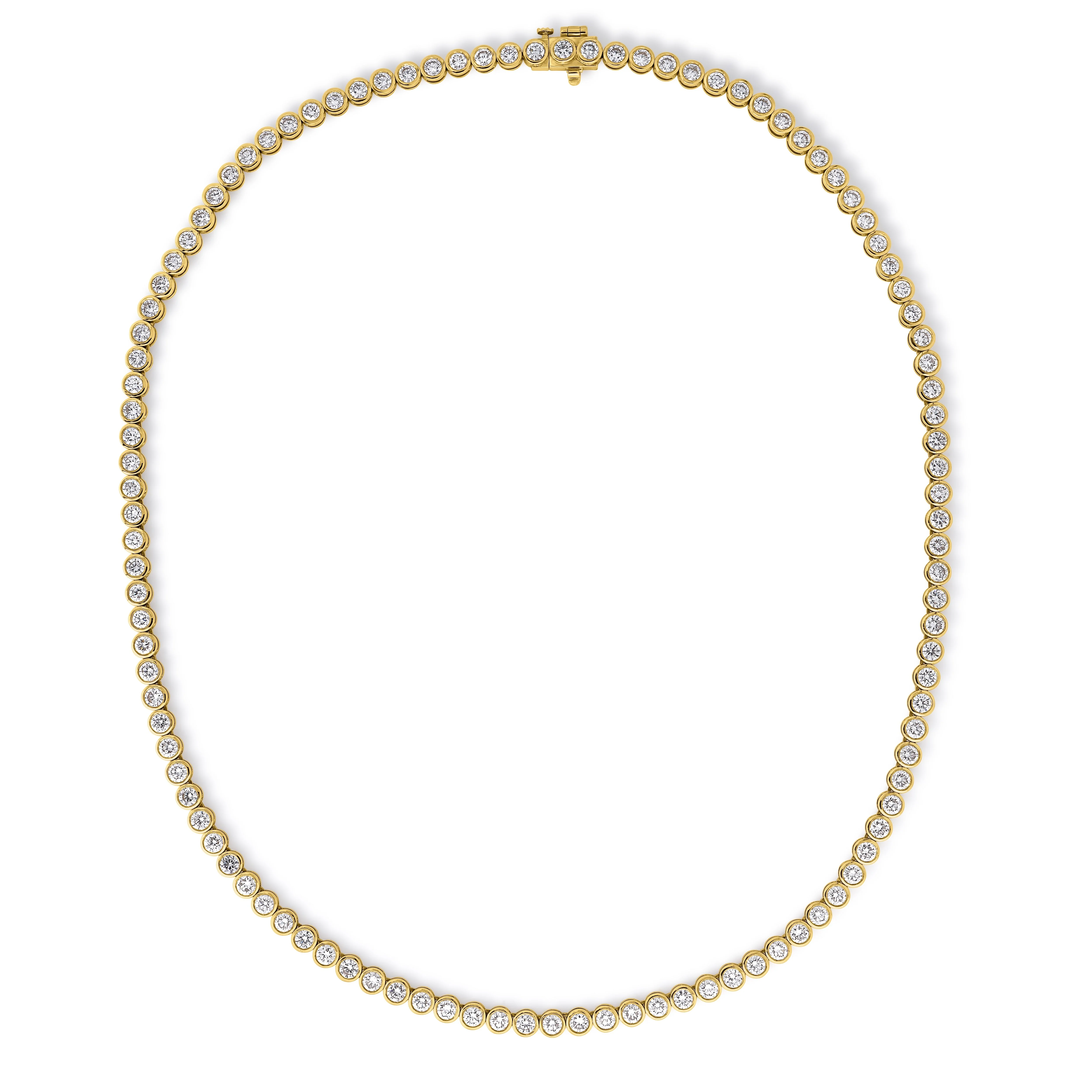 Bezel Natural Diamond Tennis Necklace - Image 4