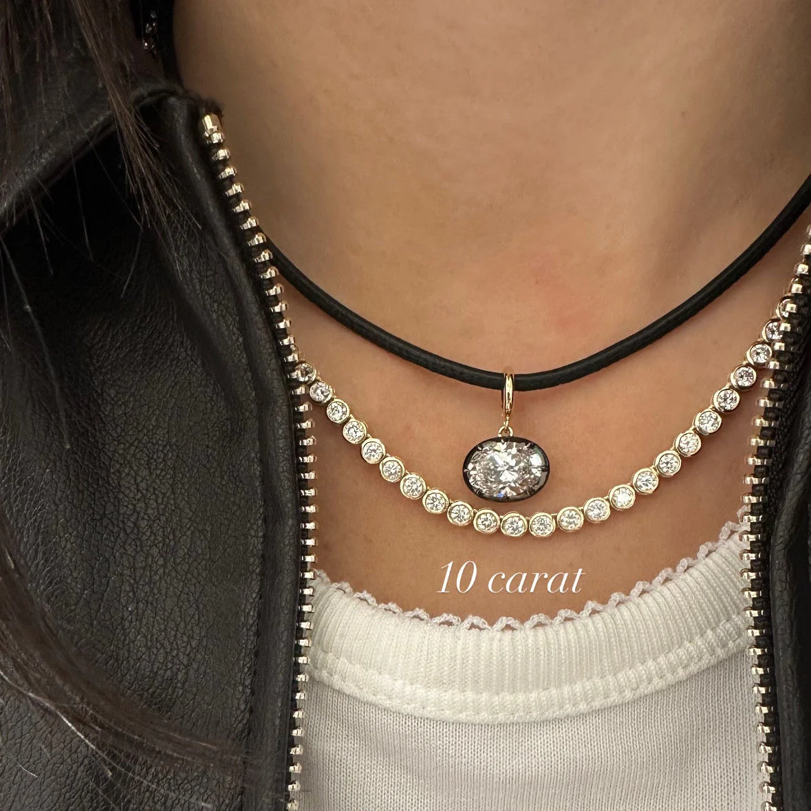 Bezel Natural Diamond Tennis Necklace - Image 5