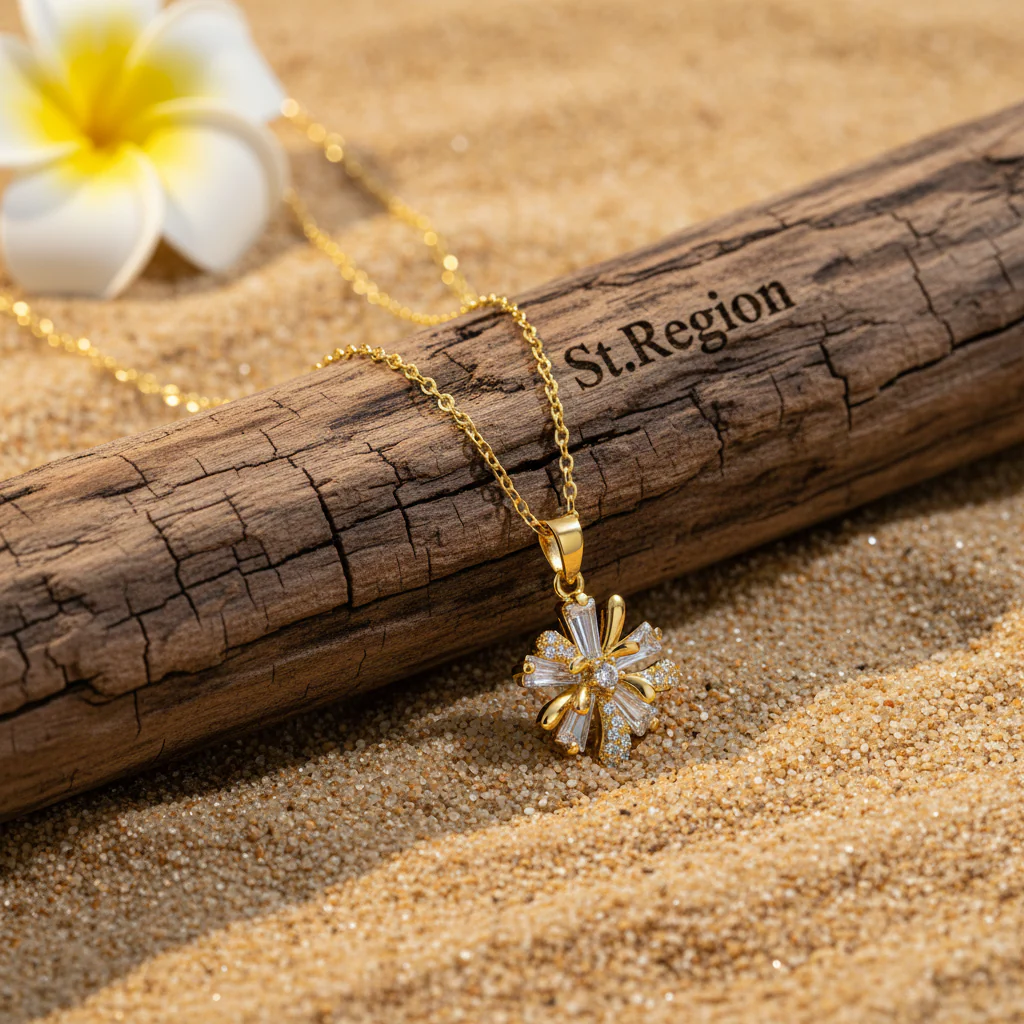 Crystal & Cubic Zirconia Floral Pendant Necklace - Image 3