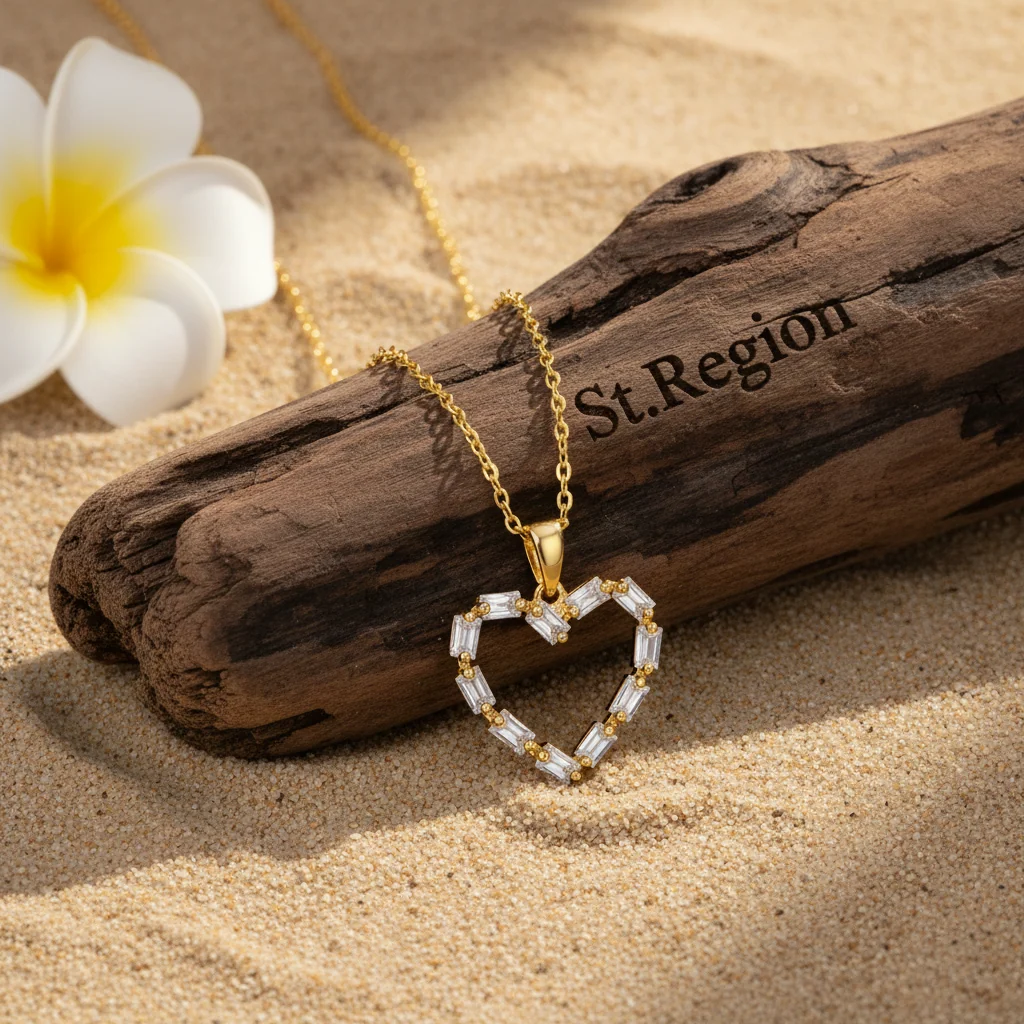 Crystal & 18K Gold-Plated Open Heart Pendant Necklace - Image 3
