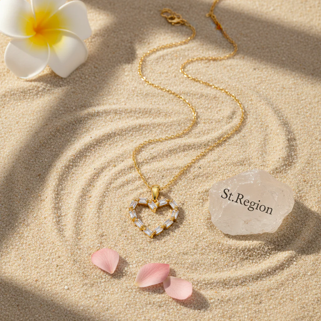 Crystal & 18K Gold-Plated Open Heart Pendant Necklace - Image 4