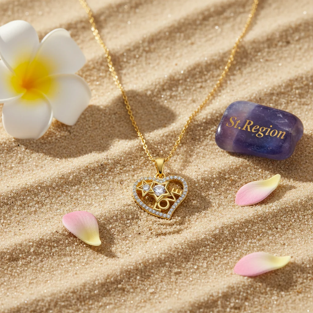 Crystal & Cubic Zirconia 18K Gold-Plated 'Love' Heart Pendant Necklace - Image 4