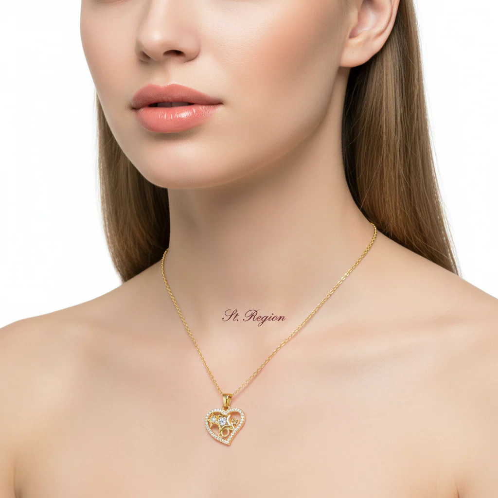 Crystal & Cubic Zirconia 18K Gold-Plated 'Love' Heart Pendant Necklace - Image 5