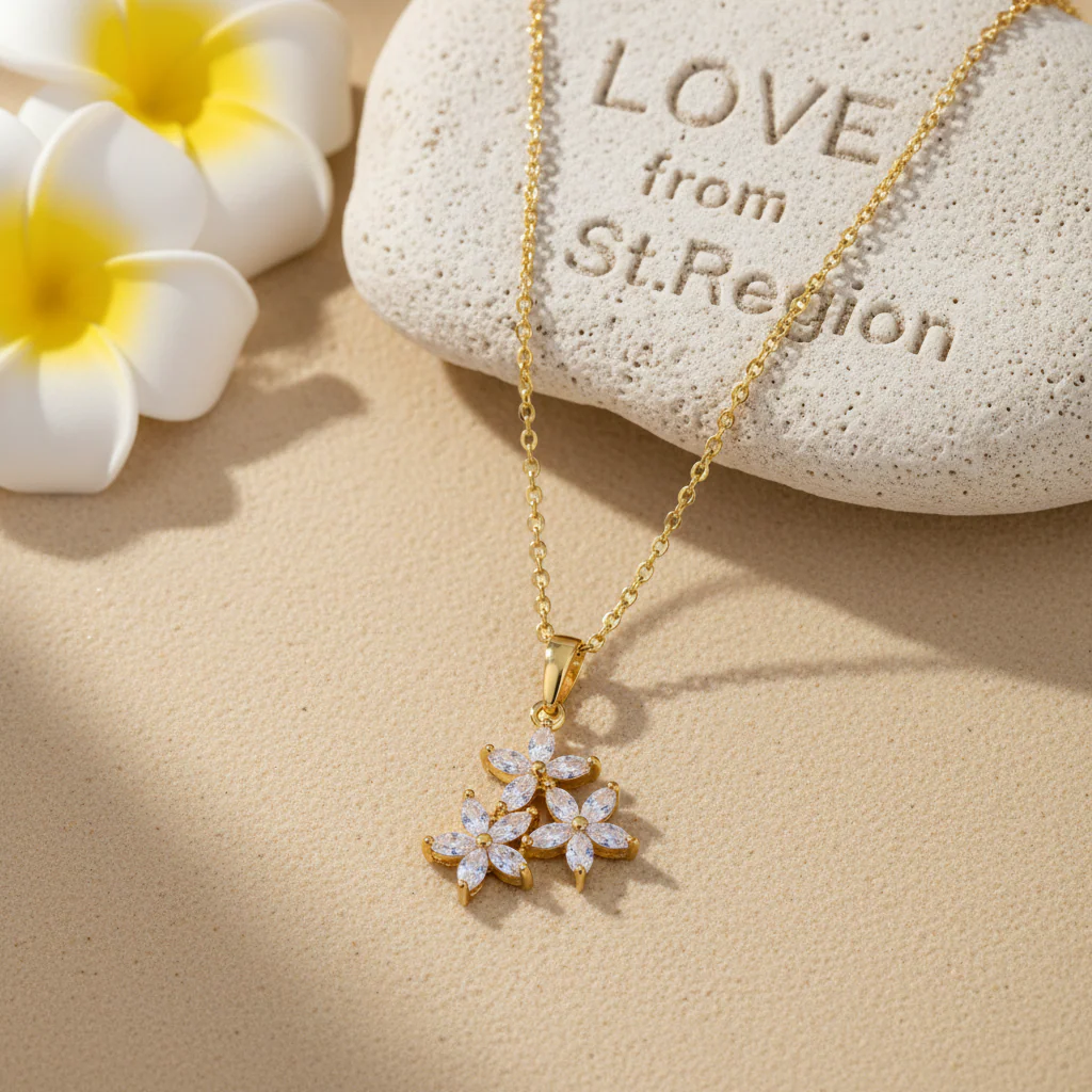 Marquise Crystal & 18K Gold-Plated Floral Pendant Necklace - Image 2
