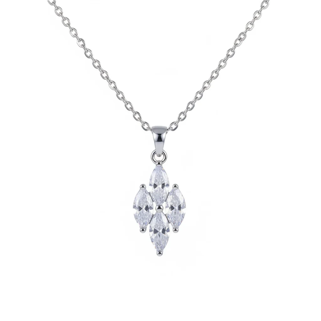 Crystal & Silver-Plated Marquise Pendant Necklace