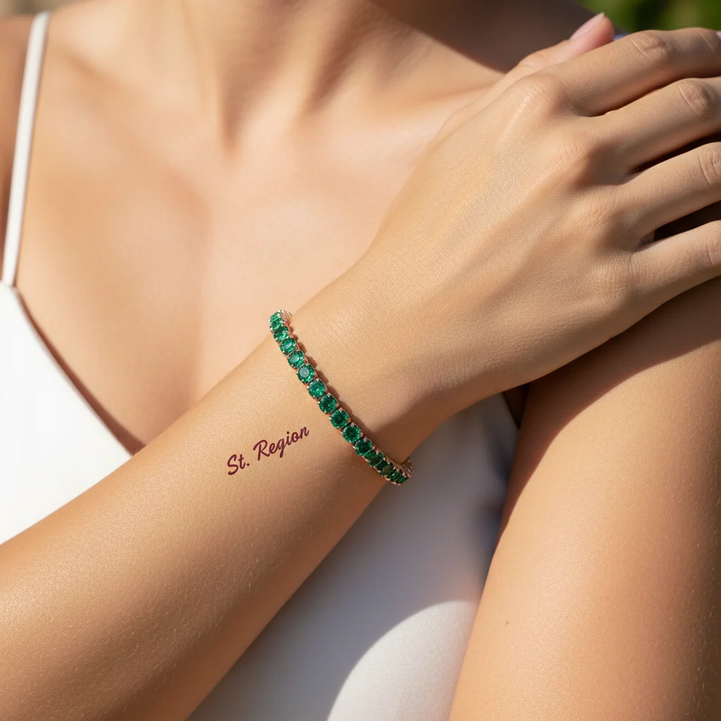 Green Cubic Zirconia & 18K Rose Gold-Plated Adjustable Link Bracelet - Image 5
