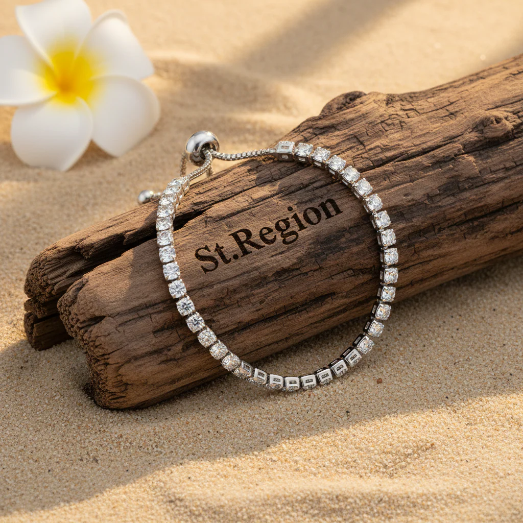 Cubic Zirconia & Silver-Plated Adjustable Link Bracelet - Image 3