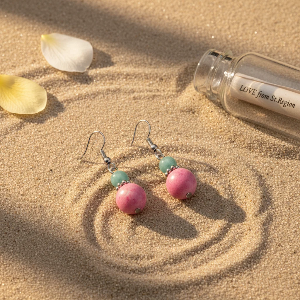 Pink Jade & Silvertone Gourd-Shape Hook Earrings - Image 4