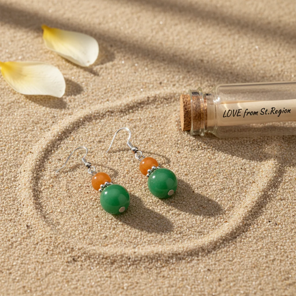 Orange & Green Jade Silvertone ‌Gourd‌-Shape Hook Earrings - Image 4