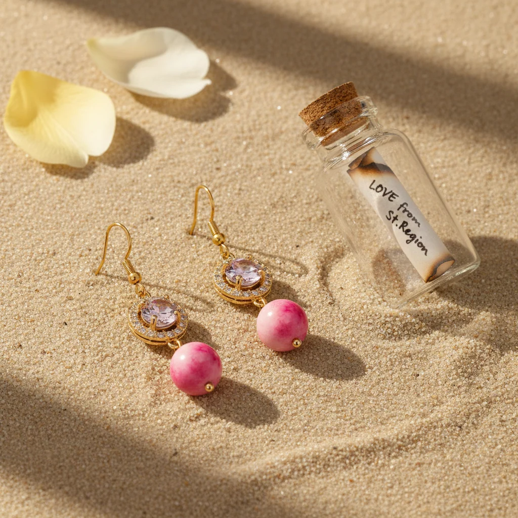 Pink Quartz & Crystal Cubic Zirconia Goldtone Ball Hook Earrings - Image 2