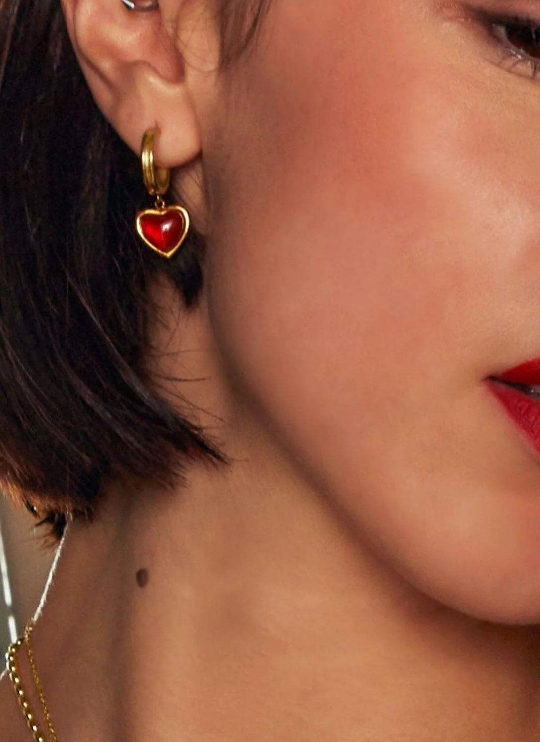Carnelian Stone Hoop Earrings - Image 2