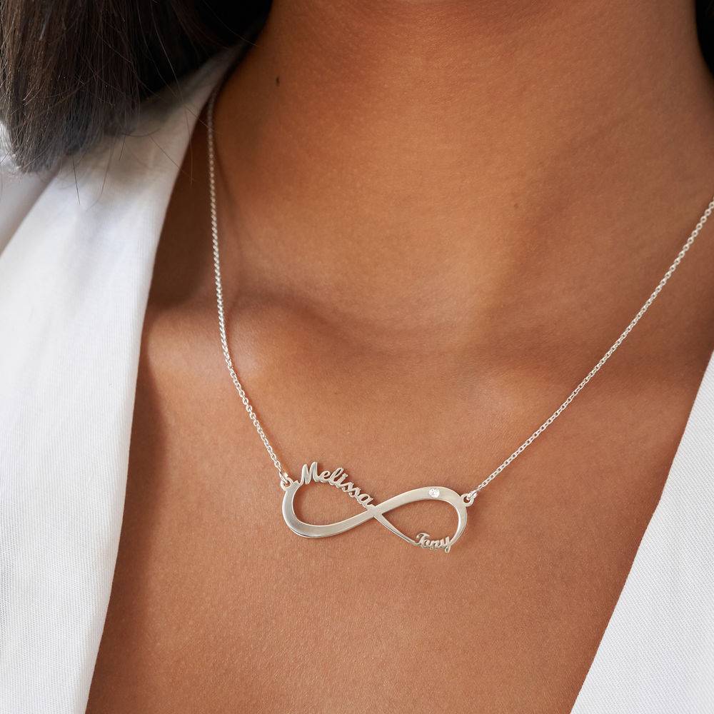 Infinity Name Necklace with Diamond in Silver - Image 4