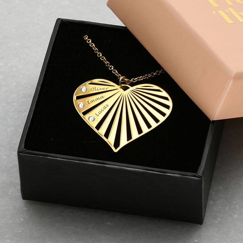 Family Heart Necklace with Diamonds in Gold Plating - Image 5