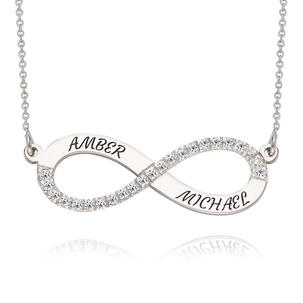 Endless Love Infinity Necklace with 0.23CT Diamonds in Silver