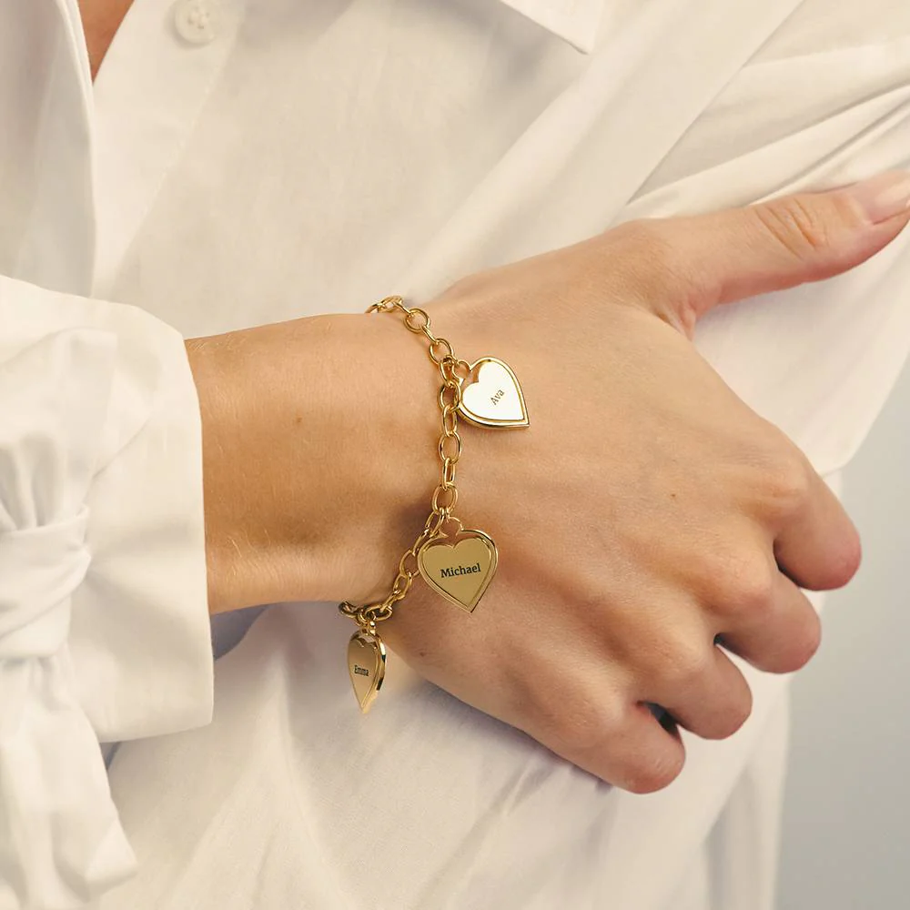 Heart-to-Heart Engravable Bracelet in Gold Plating - Image 3