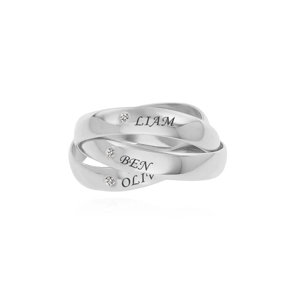 Charlize Russian Ring with Diamonds in Silver