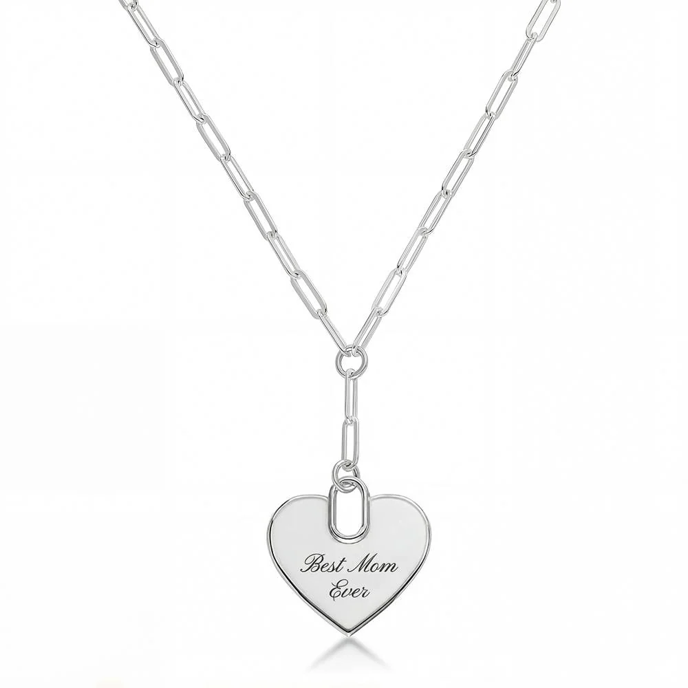 Written in Love Heart Paperclip Necklace in Silver