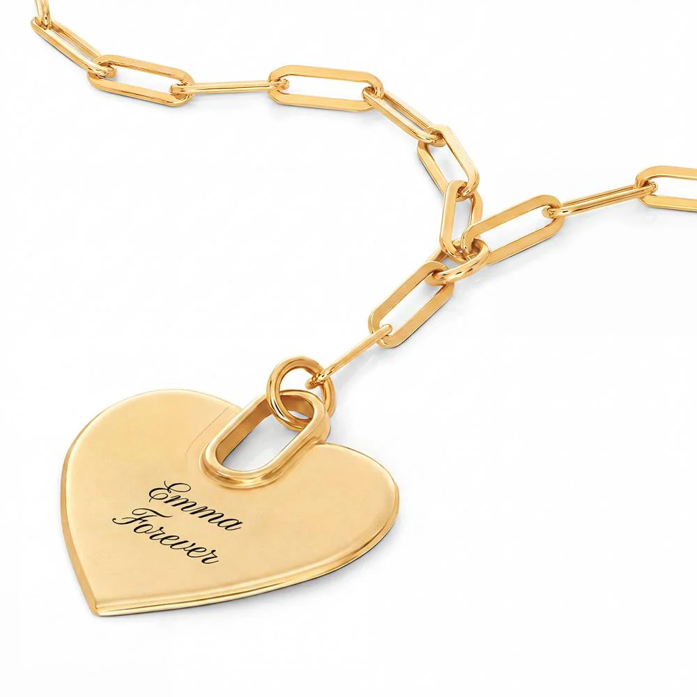 Written in Love Heart Paperclip Necklace in Gold Plating - Image 2