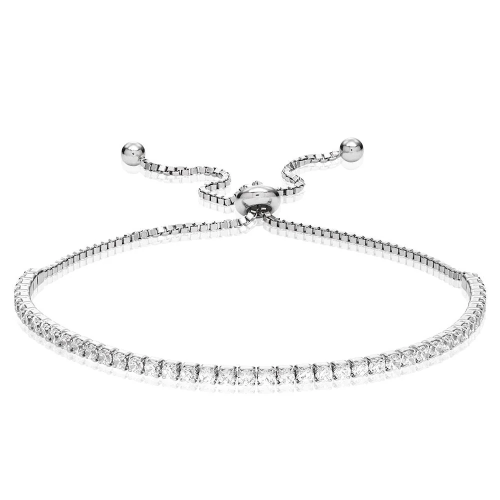 Holly Adjustable Tennis Bracelet with Cubic Zirconia in Silver