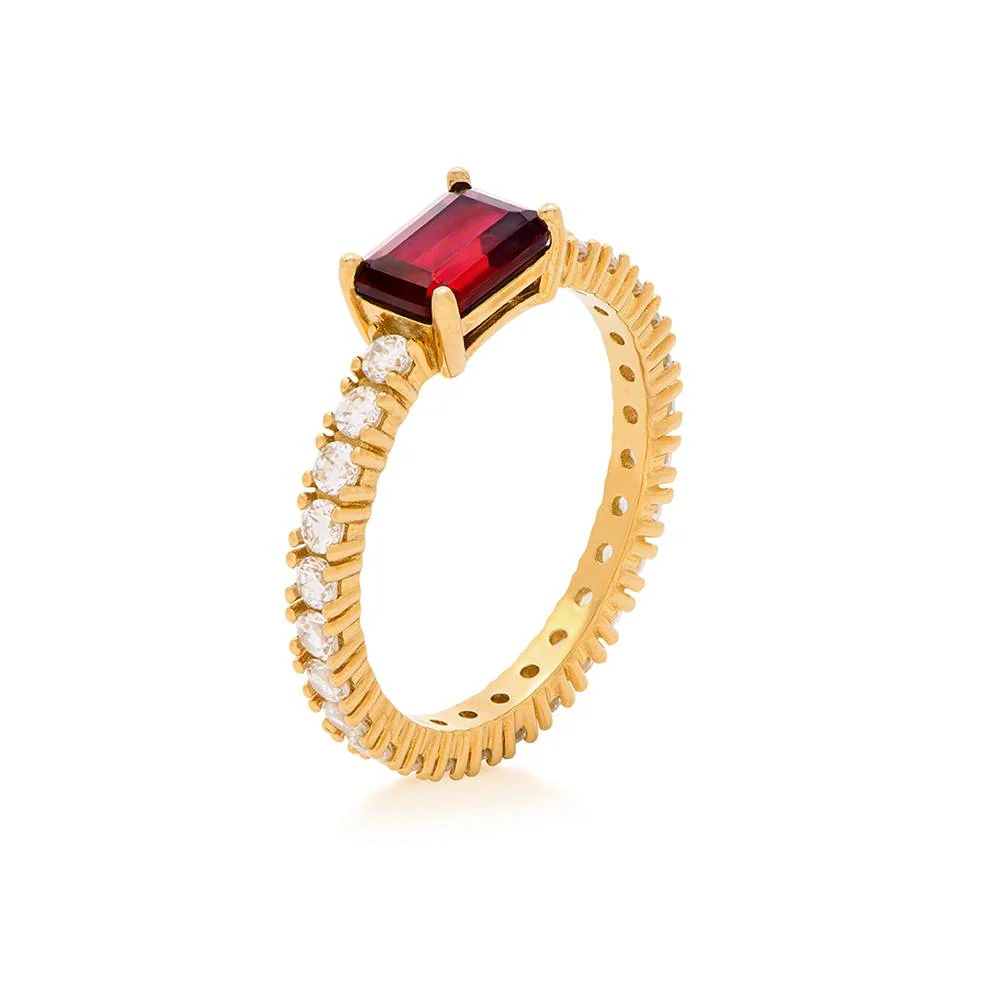 Infinite Radiance Ruby Emerald Cut Ring in Vermeil - Image 4
