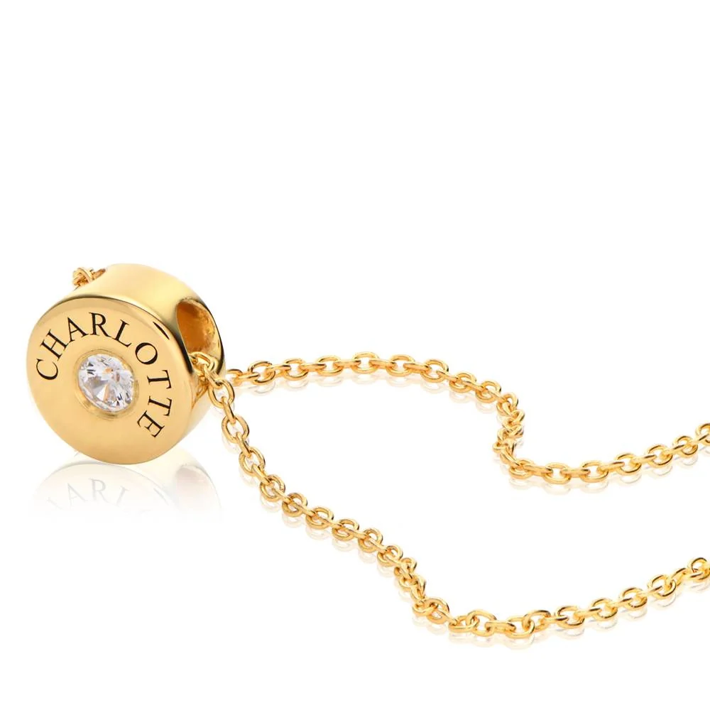 Nova Birthstone Necklace with Engraved Names in 18K Gold Plating - Image 3