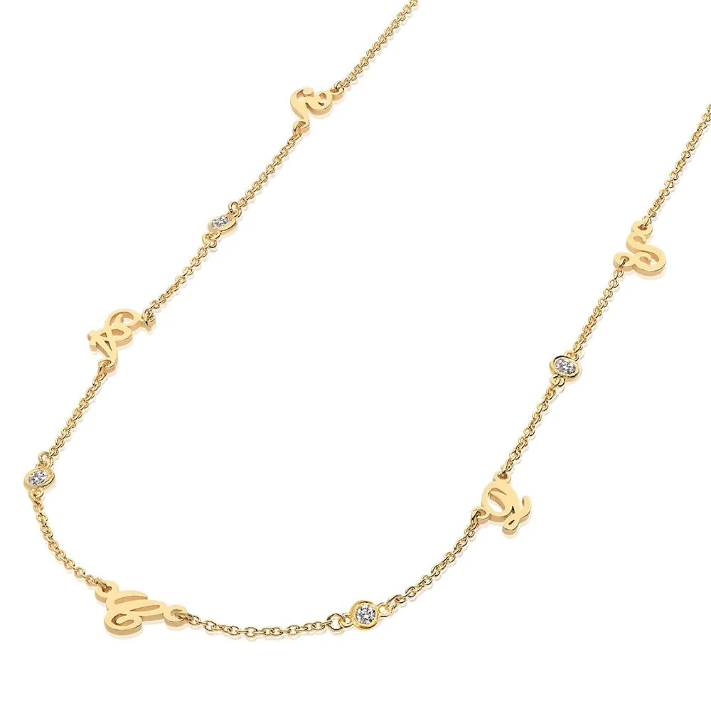 Heritage Multiple Initial Necklace with Diamonds in 18K Gold Vermeil - Image 3
