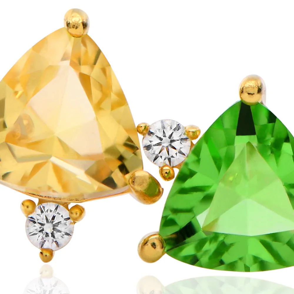 Aurora Birthstone Stud Earrings in 18K Gold Vermeil - Image 3