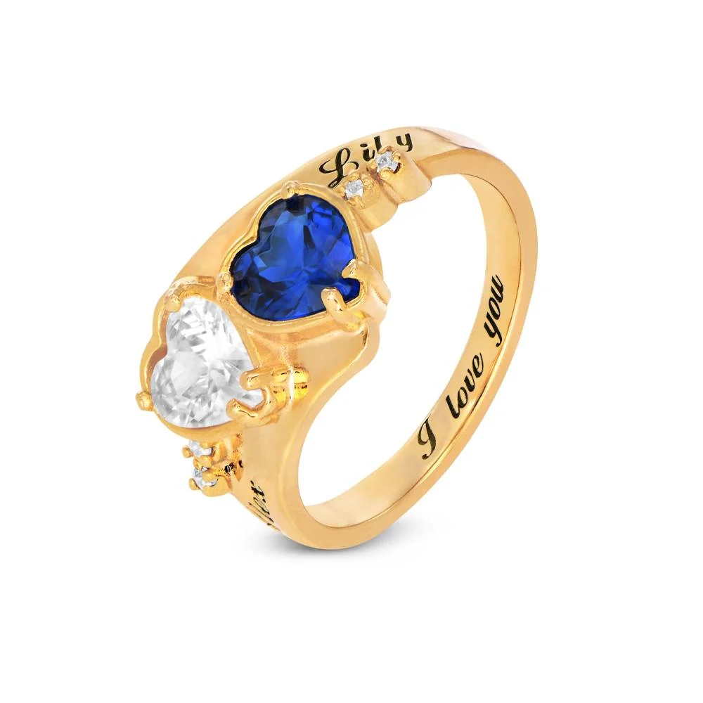 Evermore Promise Ring with CZ Heart Stones in 18K Gold Vermeil