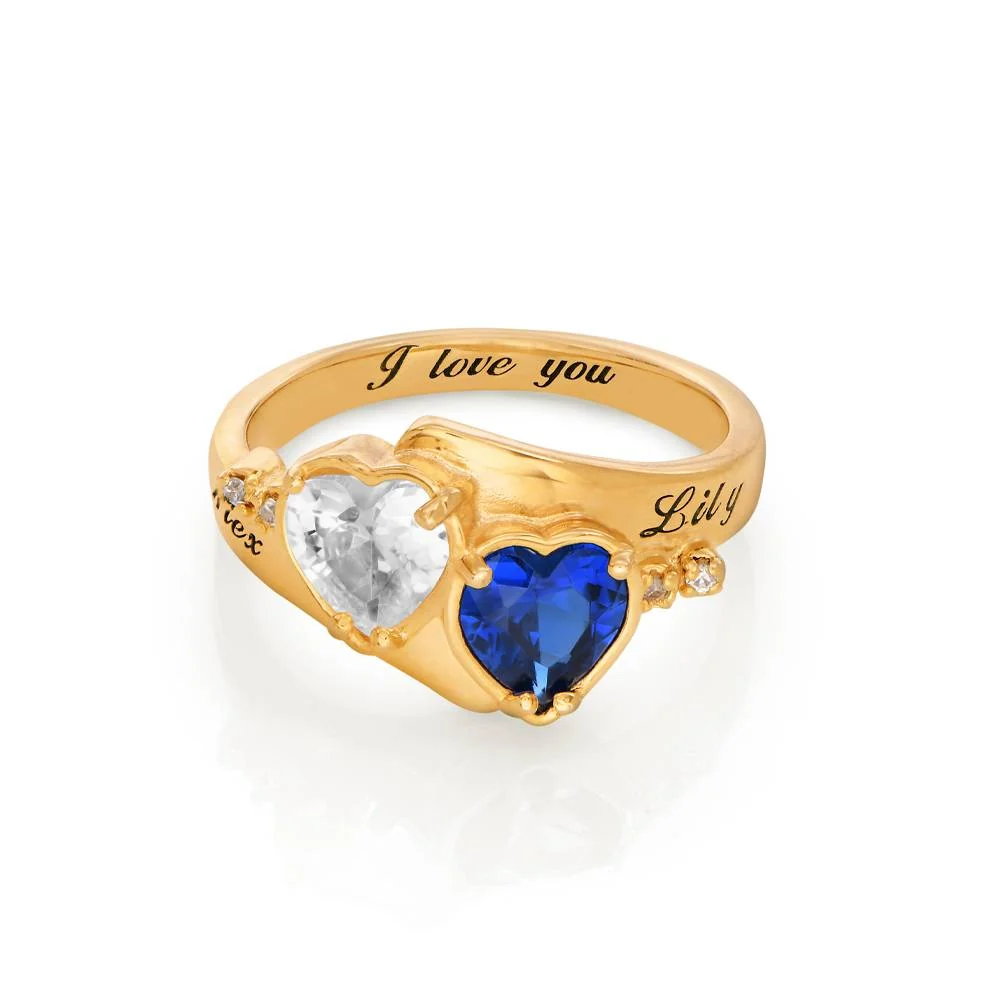 Evermore Promise Ring with CZ Heart Stones in 18K Gold Vermeil - Image 5