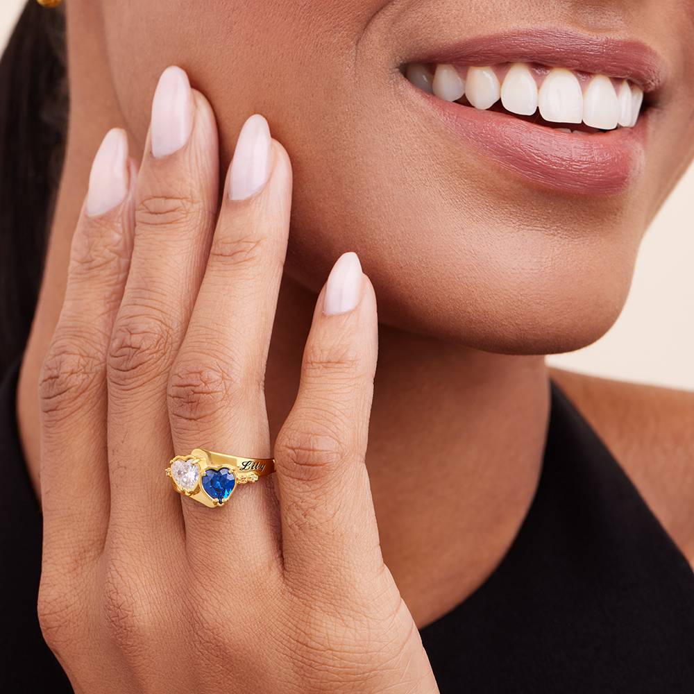 Evermore Promise Ring with CZ Heart Stones in 18K Gold Vermeil - Image 8