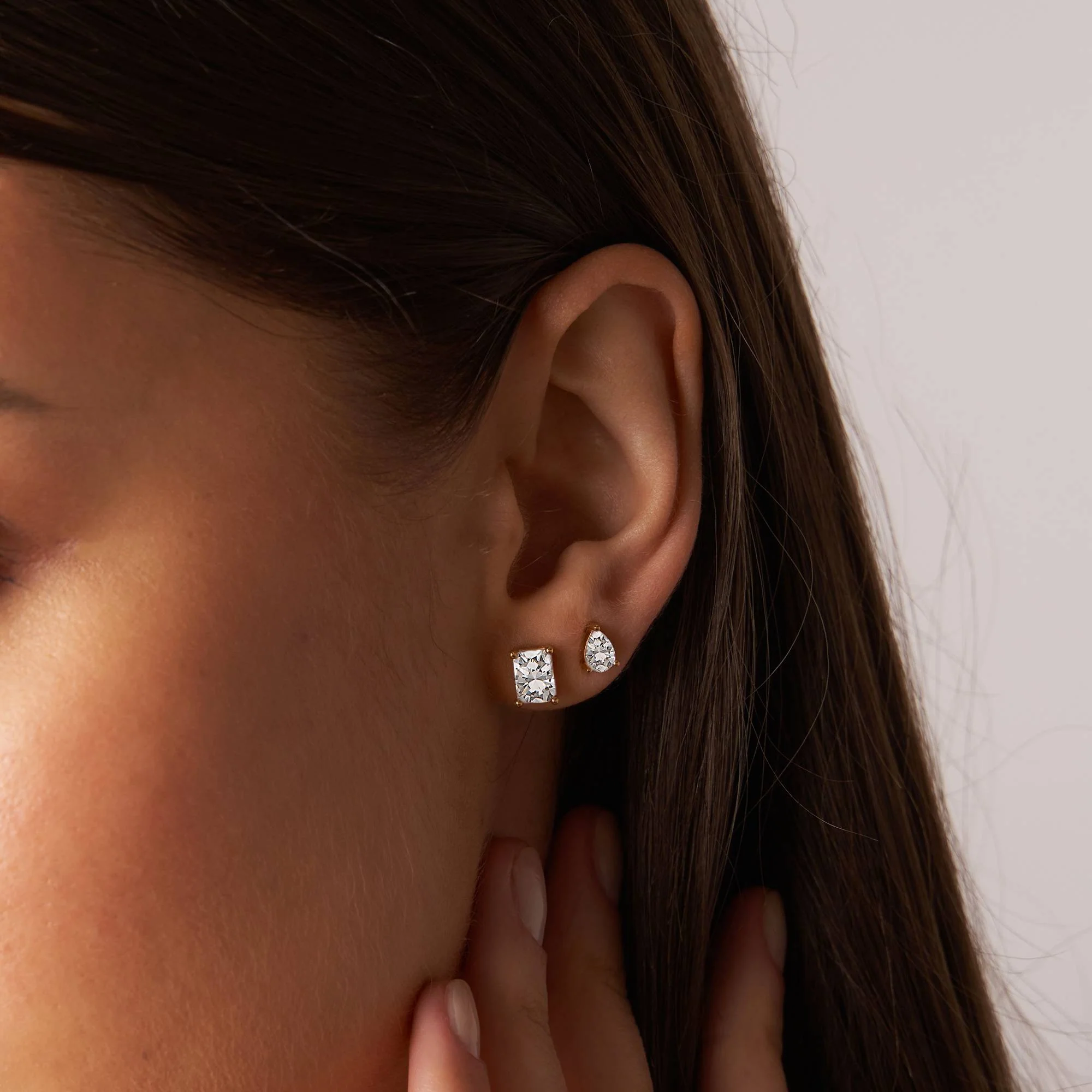 Raquel Triangle Stud Earrings in 18K Gold Vermeil - Image 4