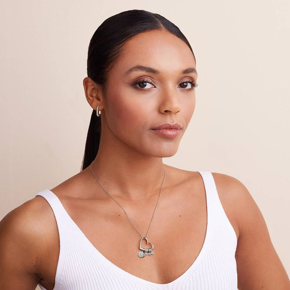 Delina Necklace with Drop Initials & 1CT Diamond in Sterling Silver - Image 2