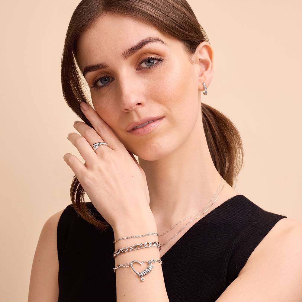 Delina Bracelet with Engraved Beads & 0.10CT Diamond in Silver Sterling - Image 5