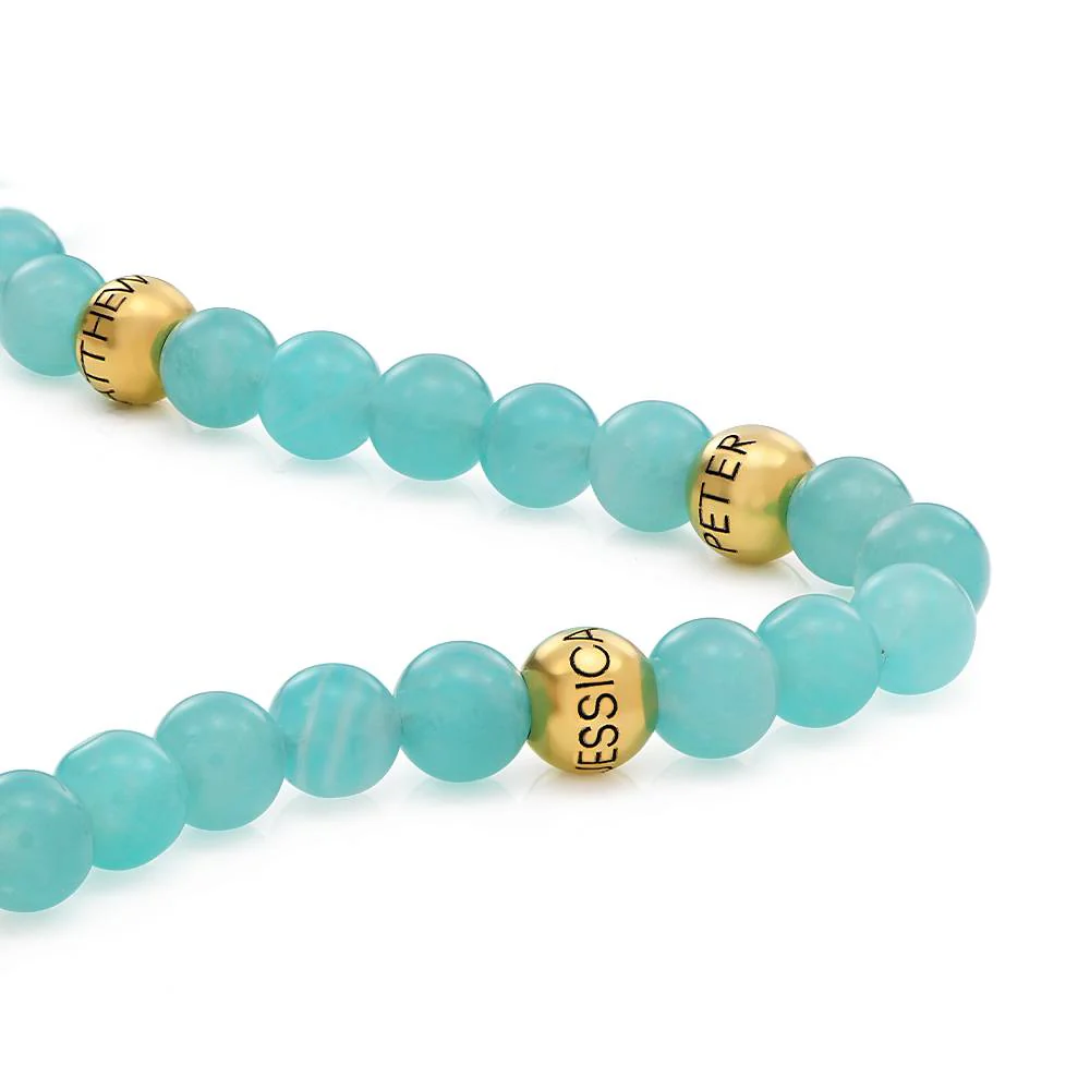 Amazonite Semi-Precious Balance Bead Necklace in 18K Gold Plating - Image 4