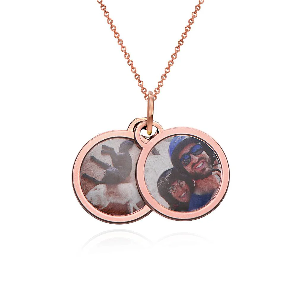 Forever Photo Pendant Necklace in 18K Rose Gold Plating - Image Necklace