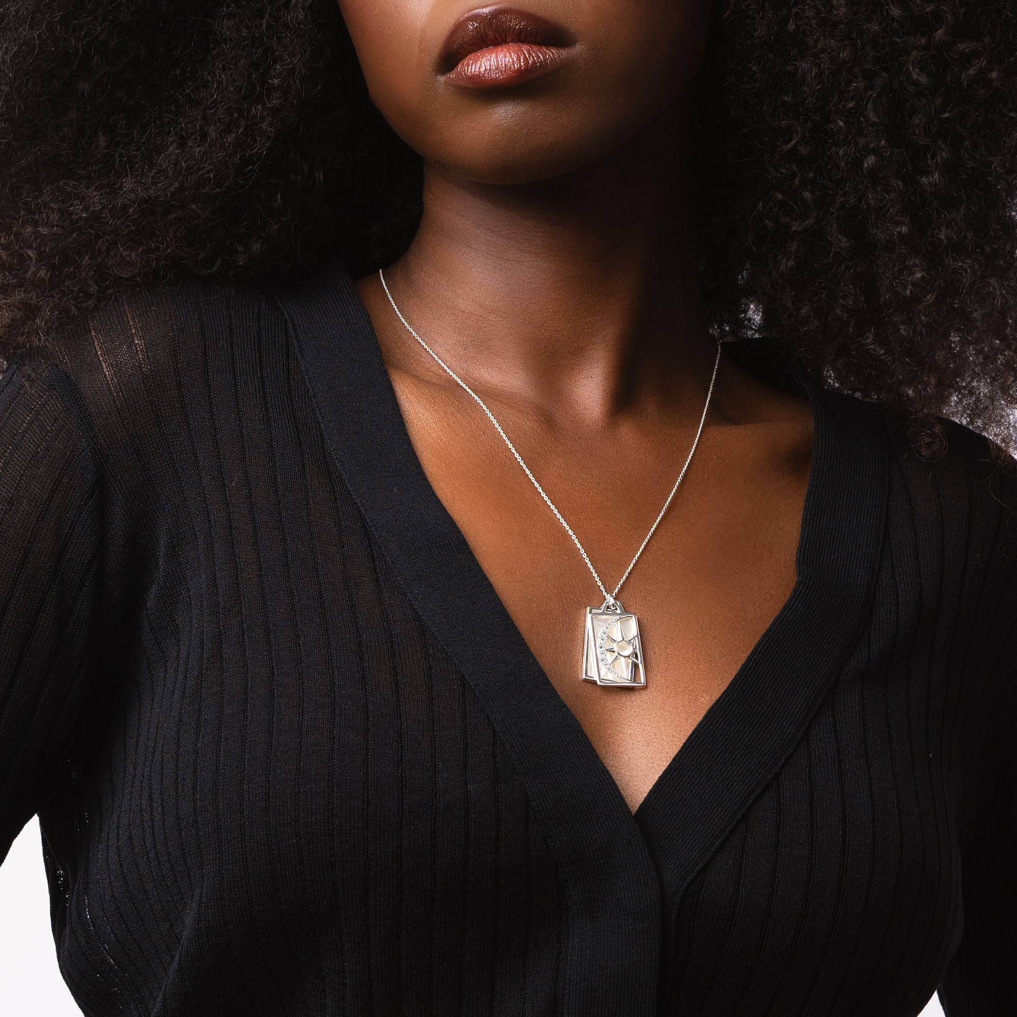 Celestial Sun & Moon Personalized Necklace in Sterling Silver - Image 3