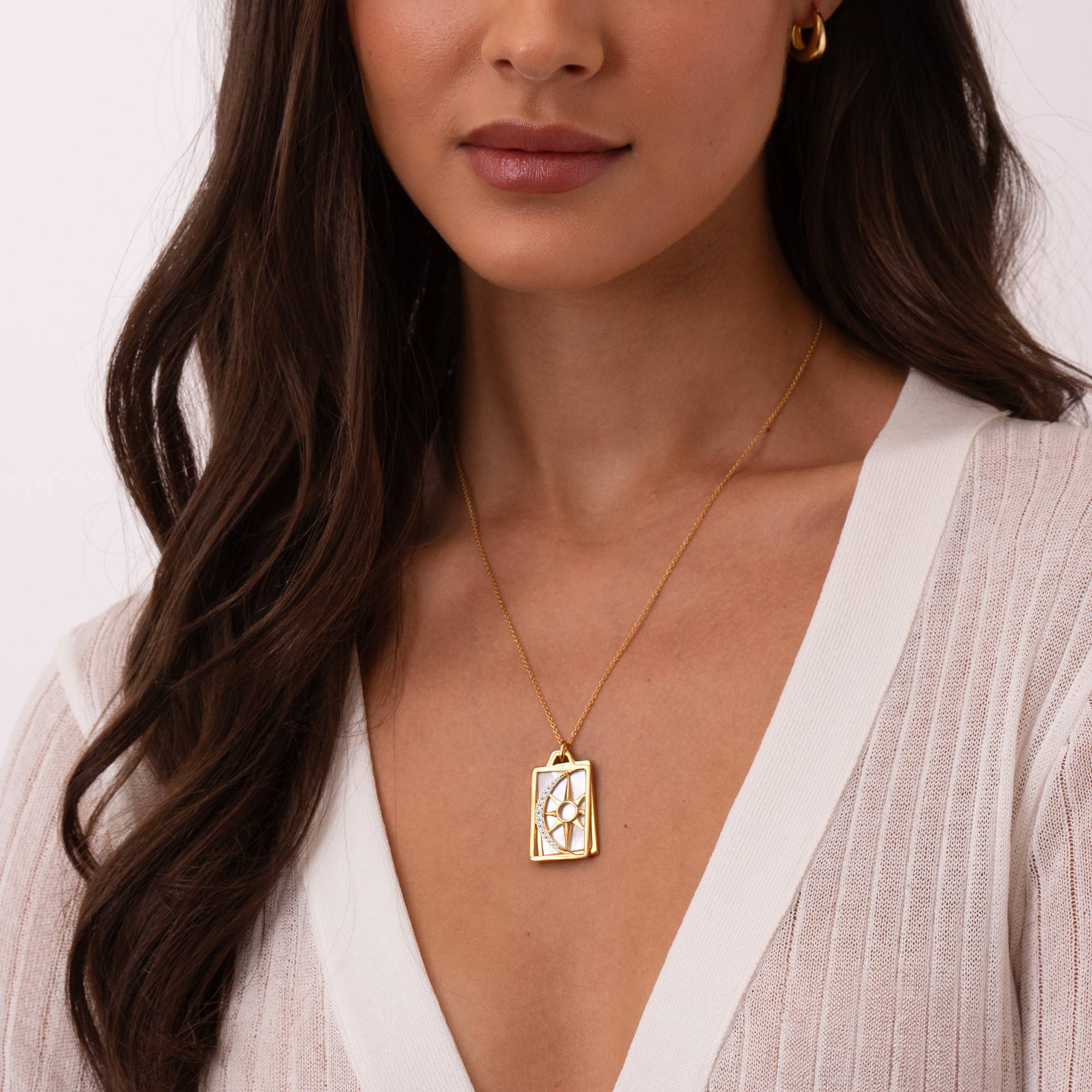 Celestial Sun & Moon Personalized Necklace in 18K Gold Plating - Image 2