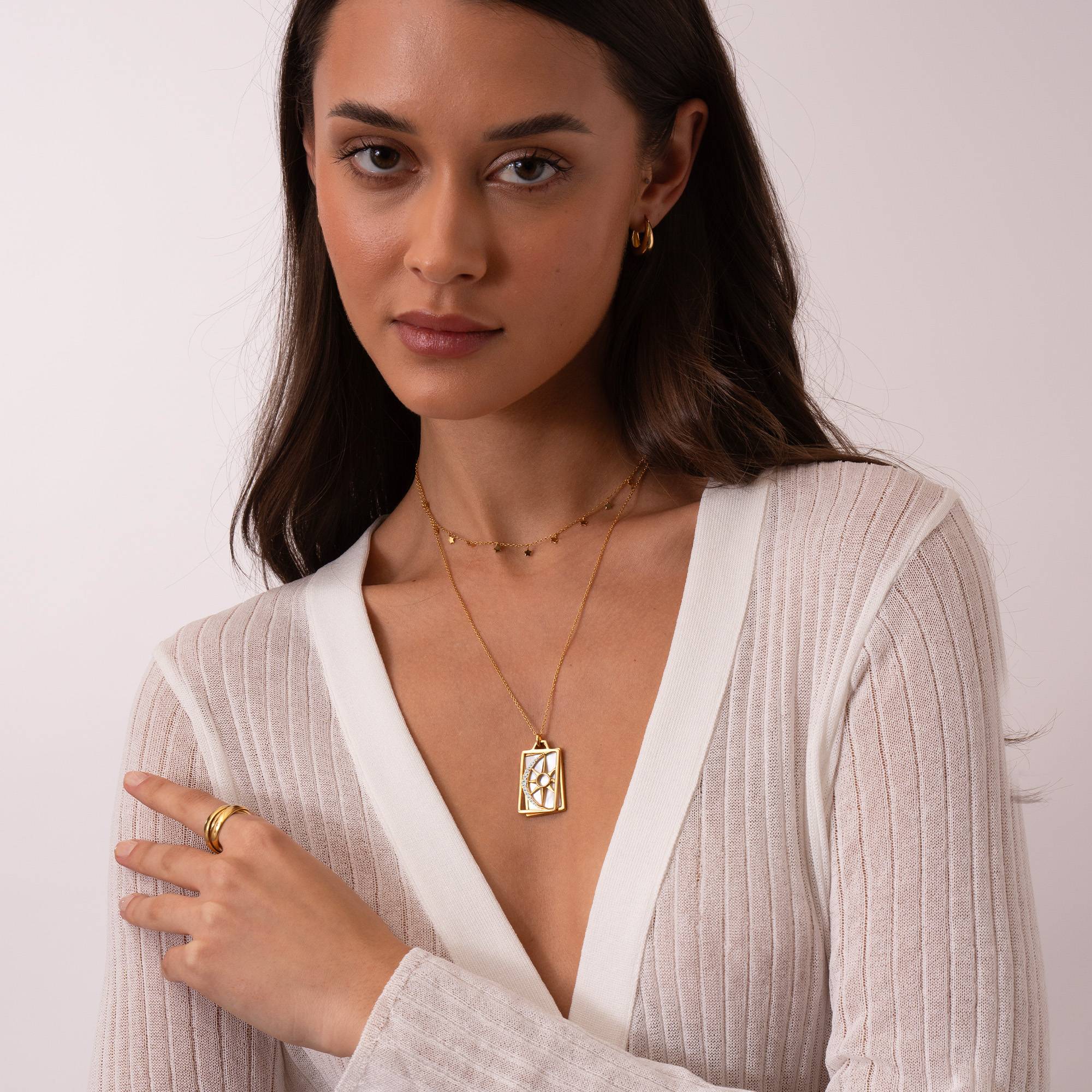 Celestial Sun & Moon Personalized Necklace in 18K Gold Plating - Image 6