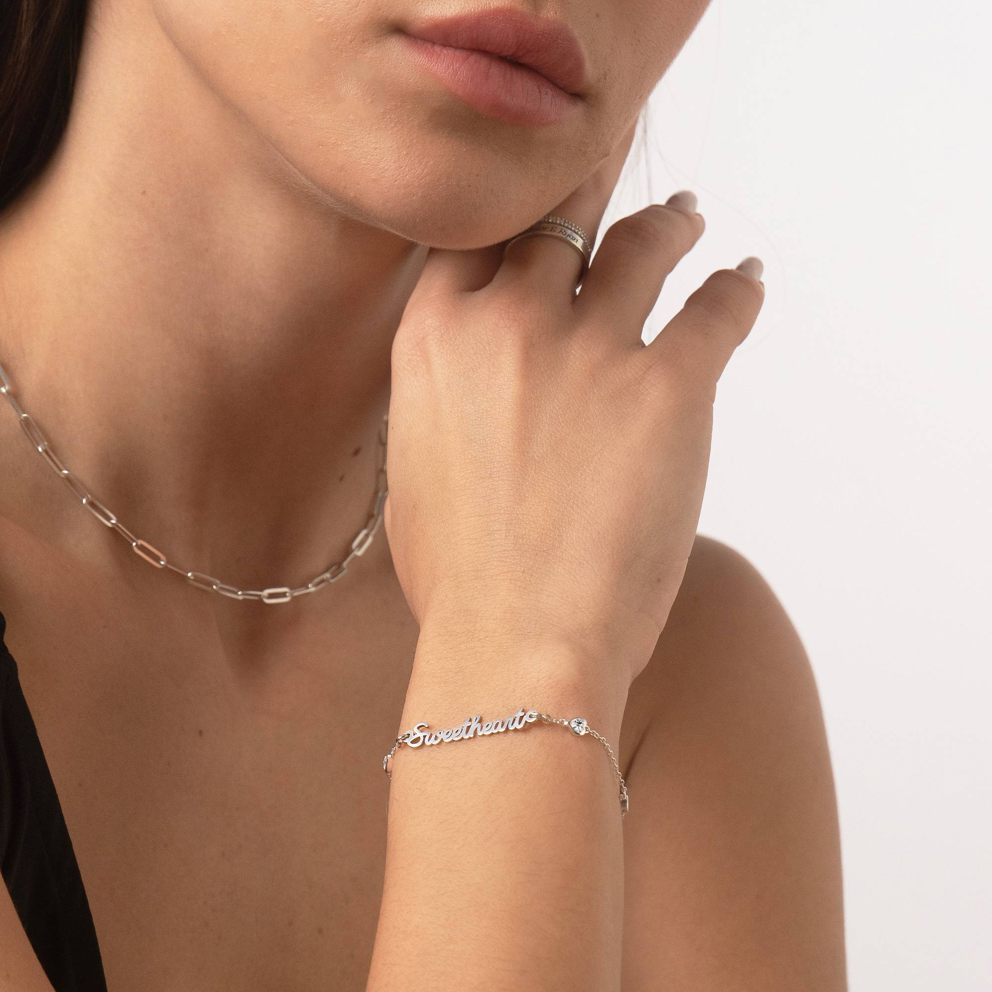 Charli Heart Chain Name Bracelet in Sterling Silver - Image 6