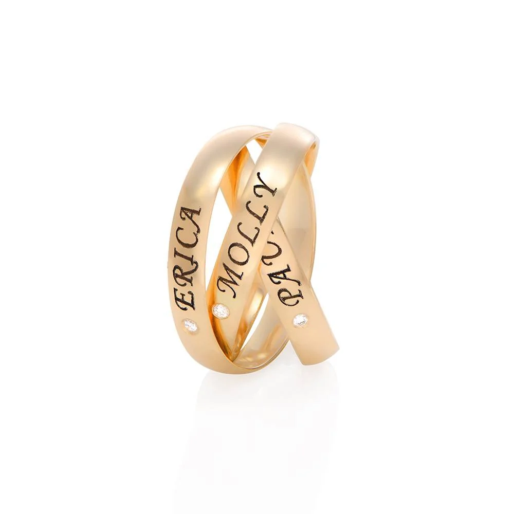 Charlize 3 Russian Ring with Diamond in 10K Yellow Gold - Image 3