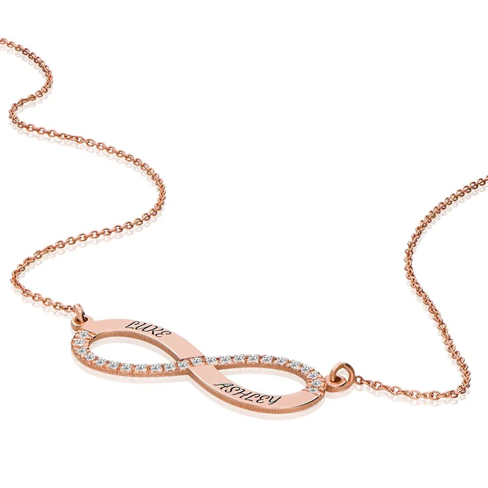 Endless Love Infinity Necklace with 0.23CT Diamonds in 18K Rose Gold Plating - Image 3