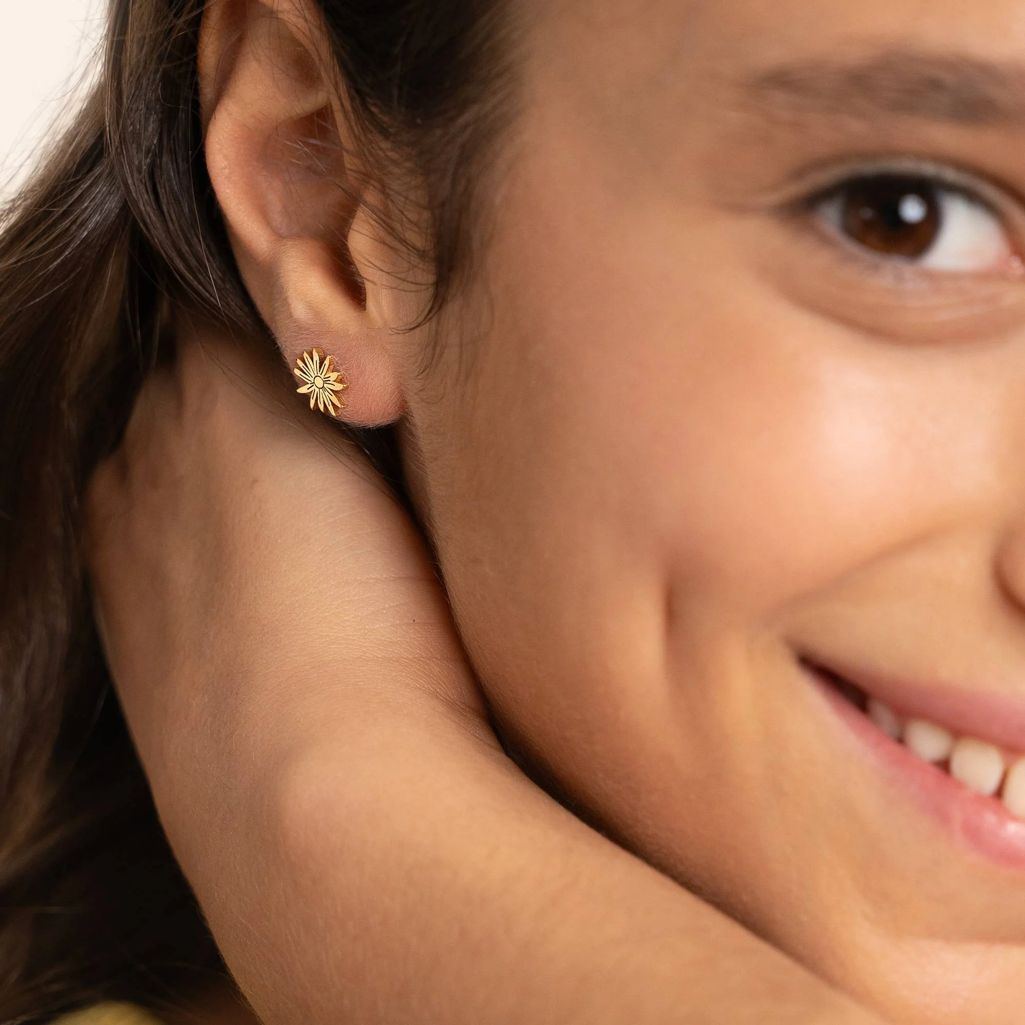 Blooming Birth Flower Stud Earrings in 18K Gold Vermeil - Image 2