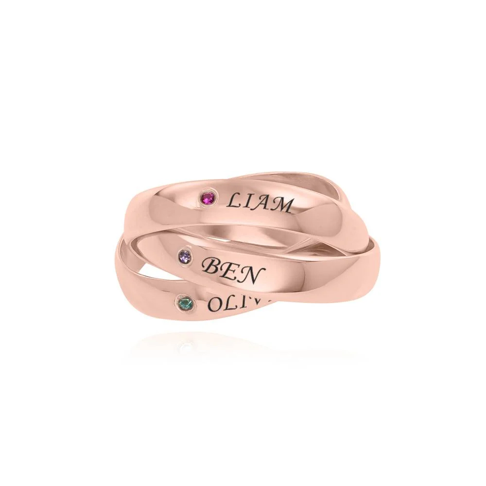 Charlize Russian Ring with Birthstones in 18K Rose Gold Plating